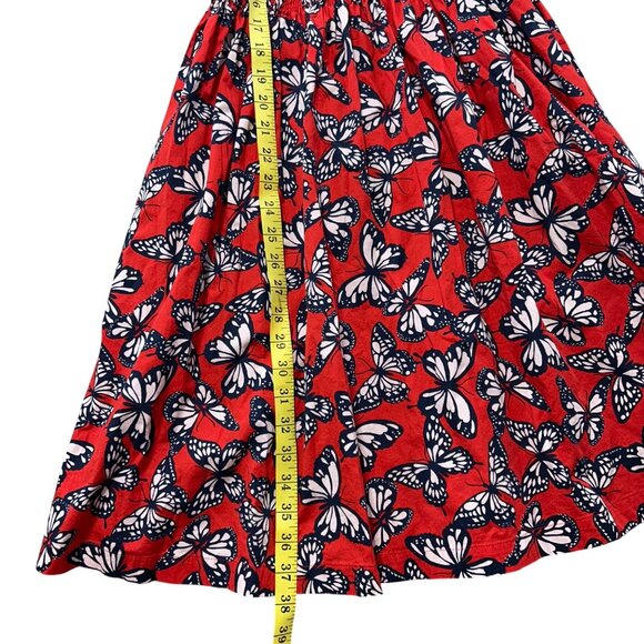 Kate Spade Women's Medium Red Butterfly Print Smocked Waist Flutter Sleeve Dress - Picture 11 of 12